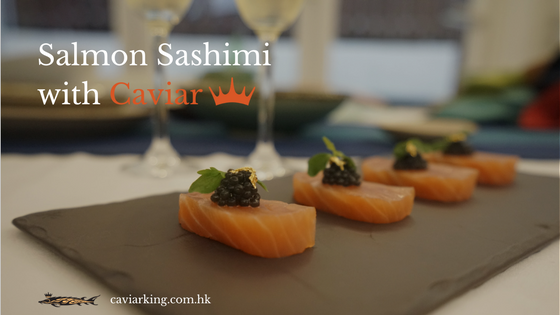Salmon Sashimi with Caviar
