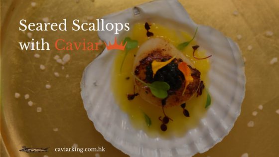 Seared Scallops with Caviar