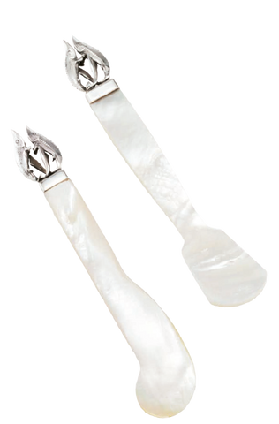 Mother-of-Pearl Sterling Silver Sturgeon Knife & Spoon